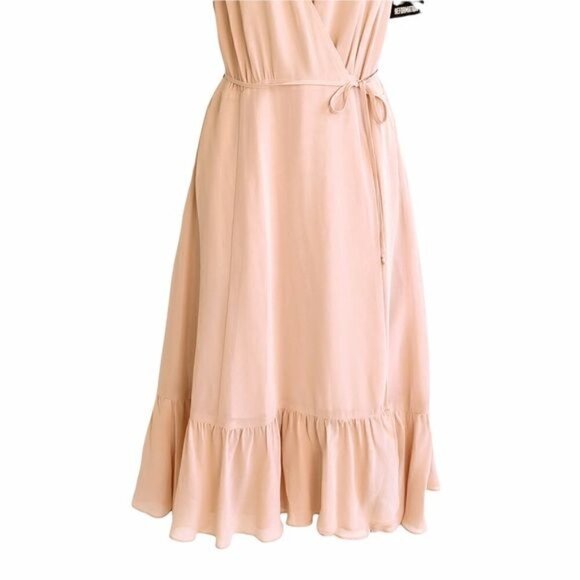 Reformation Cabo Midi Wrap Dress in Champagne Size L, NWT - Picture 4 of 11